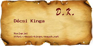 Décsi Kinga névjegykártya